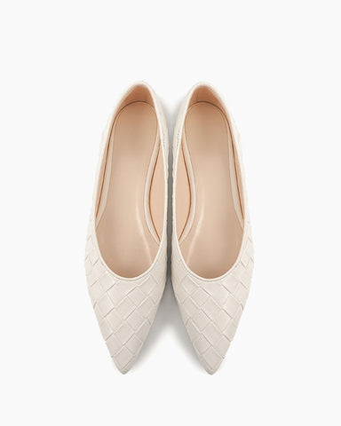 Pointed Toe Woven Height-enhancing Flat Shoes