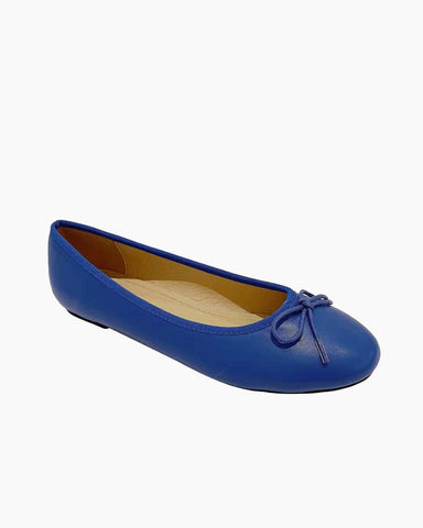 Aurora Leather Round Toe Bow Ballet Flats