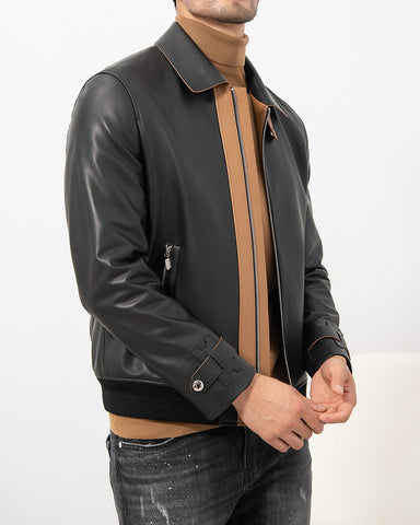 Men's 100% Sheep Leather Harrington Jacket