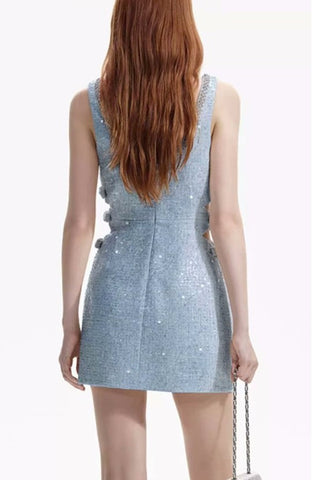 Timeless Appeal Crew Neck Sleeveless Sequin Dress