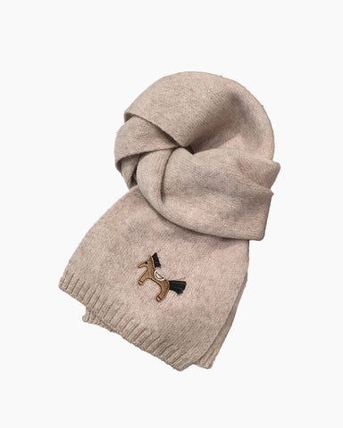 Embroidered Pony Wool Scarf