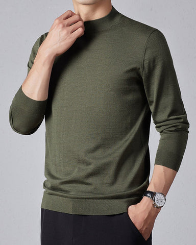 Men's Ultra Fine Merino Wool Mock Turtle Neck Jumper