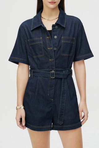 Denim Dlue Retro High Waist Jumpsuit Suit