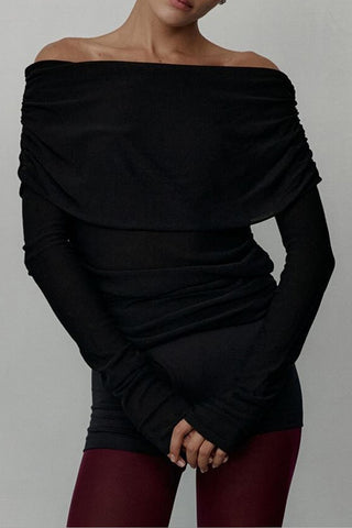 Charm Commuting Solid Off Shoulder Sweater