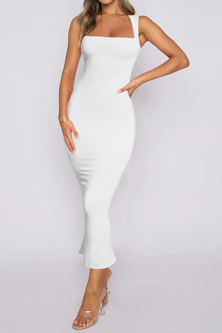 Split Slim Solid Color Sexy Hip Dress