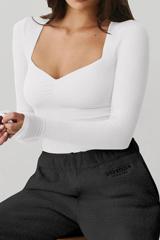 Effortless Comfort Slim T-shirt Square Neck Sexy Top