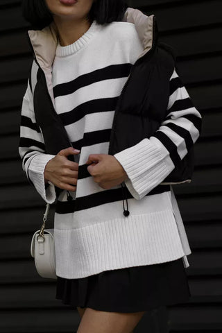 Casual Striped Loose Round Neck Pullover Sweater