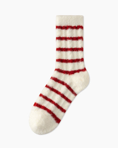 Striped Winter Mink Fleece Socks