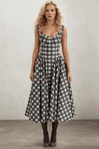 French Vintage Lattice Backless Dress