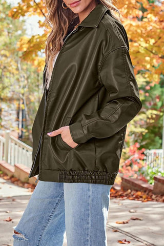 Sleek & Stylish Oversized  Loose Long Sleeve Motorcycle Jacket