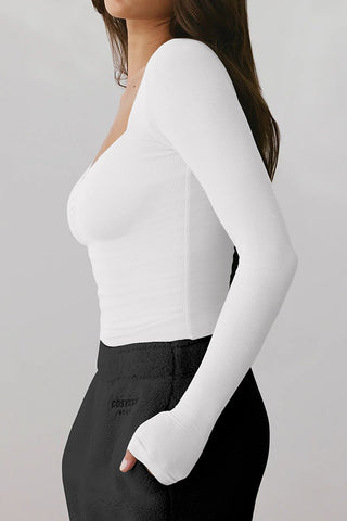 Effortless Comfort Slim T-shirt Square Neck Sexy Top