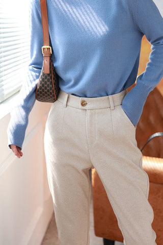 Golden Elegance High-waisted Thin Straight Casual Pants