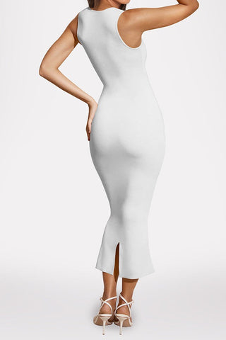 Split Slim Solid Color Sexy Hip Dress