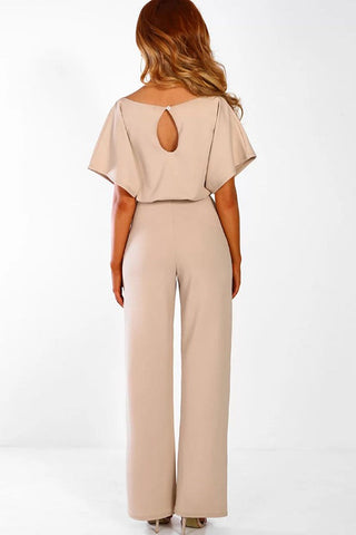 Waist-Cinched Short-sleeved Mid-rise Jumpsuit