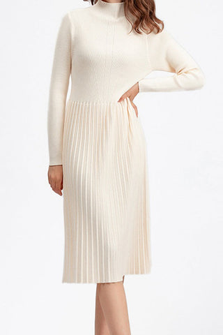 Soft Half-high Collar Thickened Knee-length A-line Dress