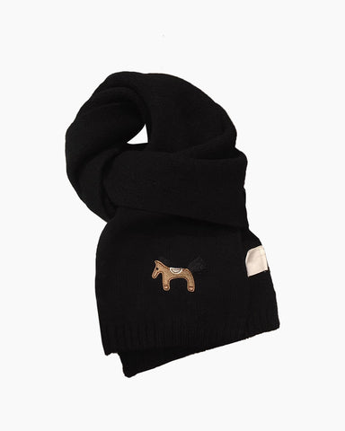 Embroidered Pony Wool Scarf