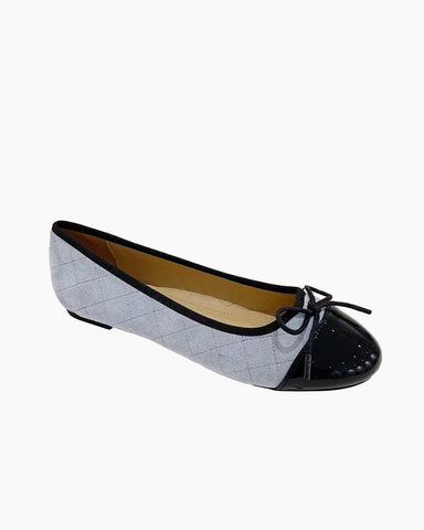 Aurora Leather Round Toe Bow Ballet Flats