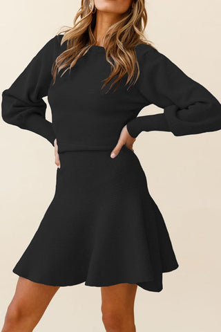 Elegant Round Neck Knits Sweater Dress