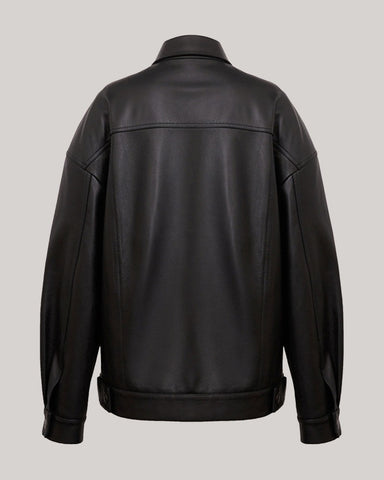 Loose-fitting Lapel Sheepskin Motorcycle Jacket