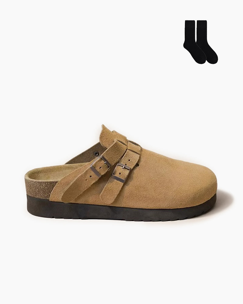 Soft Leather Thick-soled Half-slip Birkenstocks