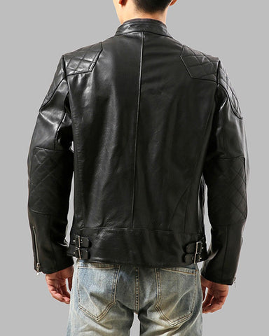 Men's Rhombus Lattice Racing Leather Jacket