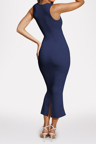 Split Slim Solid Color Sexy Hip Dress