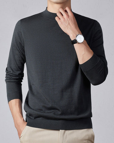 Men's Ultra Fine Merino Wool Mock Turtle Neck Jumper