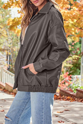 Sleek & Stylish Oversized  Loose Long Sleeve Motorcycle Jacket