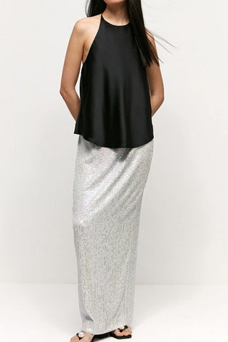 Glittery Party Sequin Straight Midi Skirt