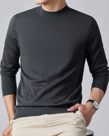 Men's Ultra Fine Merino Wool Mock Turtle Neck Jumper