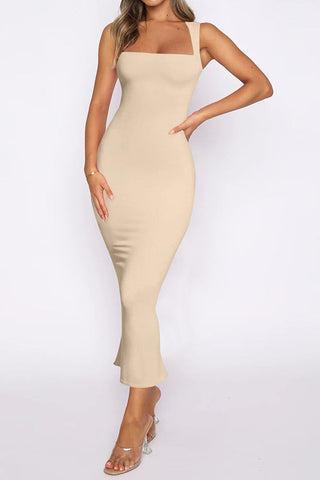 Split Slim Solid Color Sexy Hip Dress