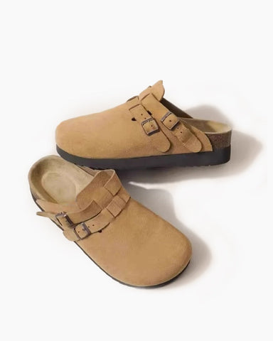 Soft Leather Thick-soled Half-slip Birkenstocks