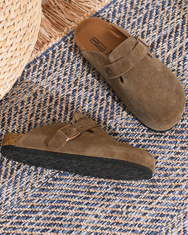 Suede Casual Adjustable Strap Clogs Mules