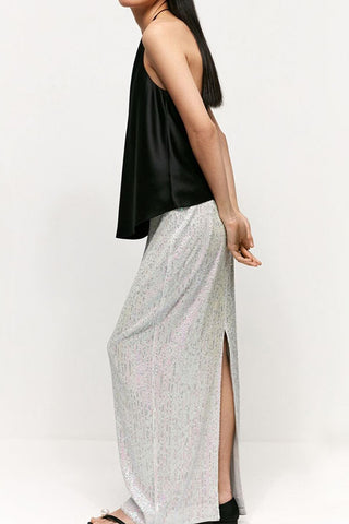 Glittery Party Sequin Straight Midi Skirt