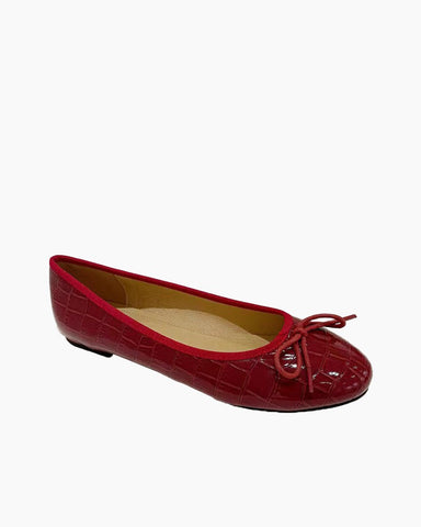 Aurora Leather Round Toe Bow Ballet Flats