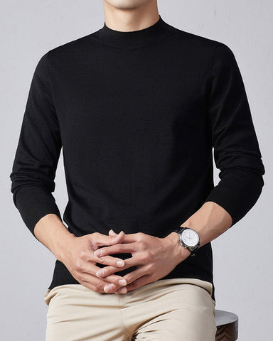 Men's Ultra Fine Merino Wool Mock Turtle Neck Jumper