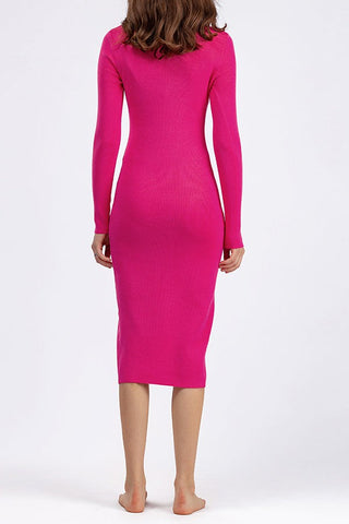 Autumn Awakening Long Sleeve Slim Knit Midi Dress