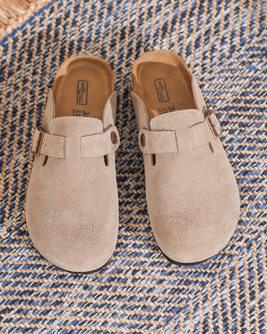 Suede Casual Adjustable Strap Clogs Mules