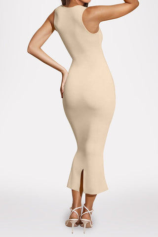 Split Slim Solid Color Sexy Hip Dress