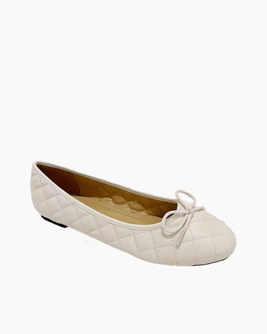 Aurora Leather Round Toe Bow Ballet Flats