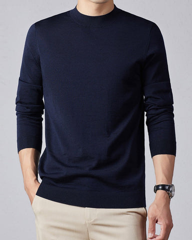 Men's Ultra Fine Merino Wool Mock Turtle Neck Jumper