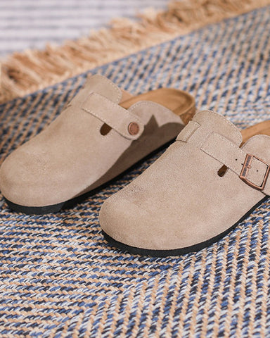 Suede Casual Adjustable Strap Clogs Mules