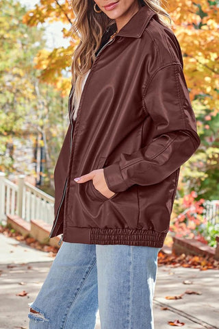 Sleek & Stylish Oversized  Loose Long Sleeve Motorcycle Jacket