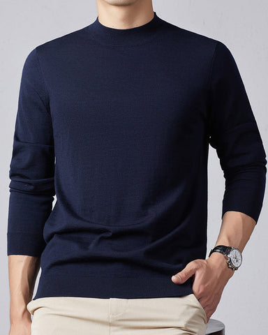 Men's Ultra Fine Merino Wool Mock Turtle Neck Jumper