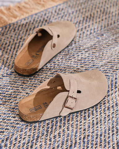 Suede Casual Adjustable Strap Clogs Mules