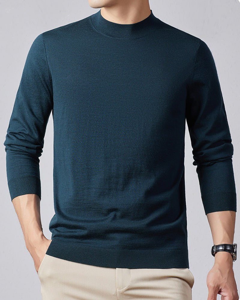 Men's Ultra Fine Merino Wool Mock Turtle Neck Jumper