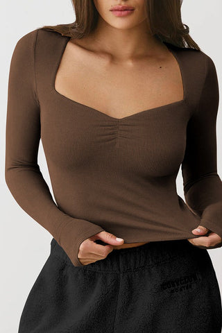 Effortless Comfort Slim T-shirt Square Neck Sexy Top