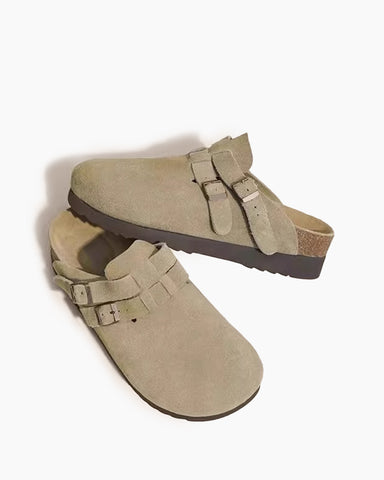 Soft Leather Thick-soled Half-slip Birkenstocks