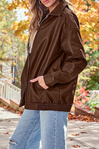 Sleek & Stylish Oversized  Loose Long Sleeve Motorcycle Jacket