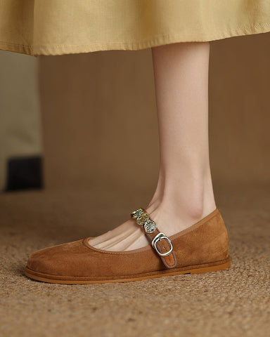 Exquisite Gold Coin Decorated Mary Jane Loafers